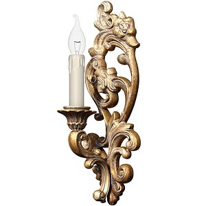 Gothic Victorian Antique Bronze Wall Lamp Sconce Candle Holder 3D model