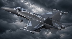 Advanced Multi Role Fighter Jet Striker Aircraft Game Ready PBR 3D Model model