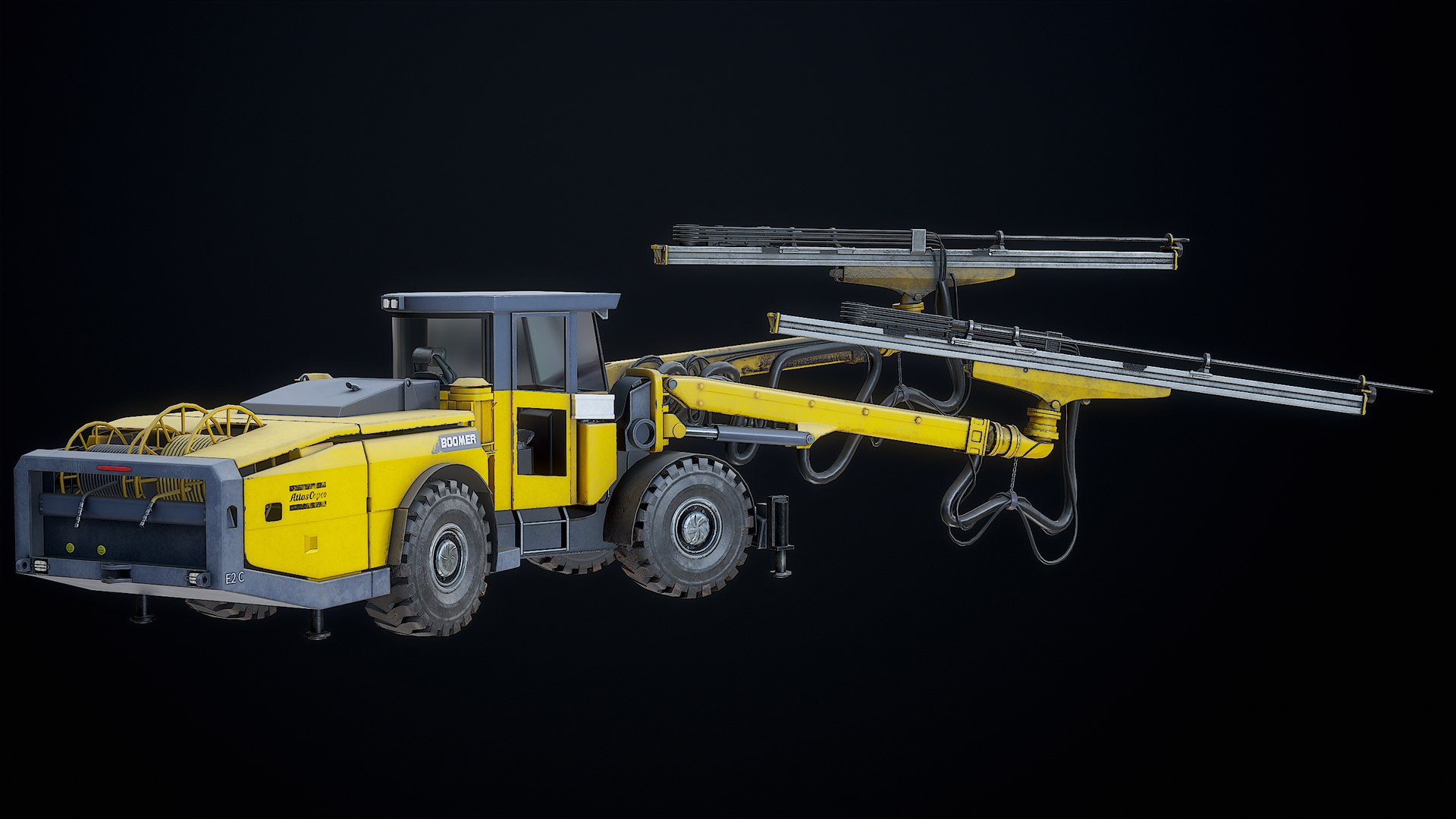Atlas Copco Boomer E2 C Underground Drilling Rig Rigged PBR 3D model https://p.turbosquid.com/ts-thumb/ZB/SjGnRF/WI/r_viewport_004/png/1680432366/1920x1080/fit_q87/e10a9254909d291ba4e0f440f7569a3f26ff9a1d/r_viewport_004.jpg