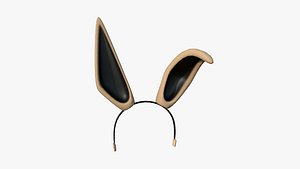 3D Furry Ears Tiara G04 Beige - Headband Character Design model