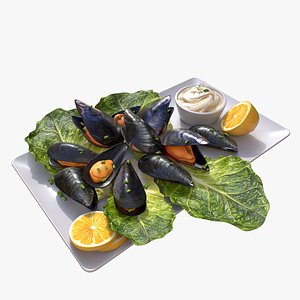Mussels with Ginger and Green Onions 3D model