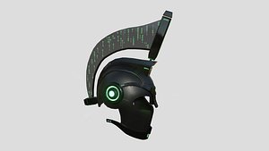 3D SciFi Spartan Helmet 04 Black Green - Character Design