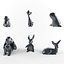 Ensemble 3D d'animaux Low Seal Low Dog avec des chiens en forme de chat et d'écureuil Modèle Lowpoly Low-poly