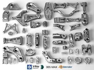 Metal Mechanical Connecting Bracket Parts 3D Model Pack 3D model
