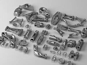 Metal Mechanical Connecting Bracket Parts 3D Model Pack 3D model