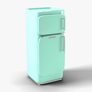 Retro Futuristic Refrigerator in Mint Green - 1950s Atomic Age Kitchen Prop