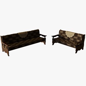 vintage knitted wool couches 3D model