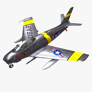 3D North American F-86 Sabre Low-poly PBR model