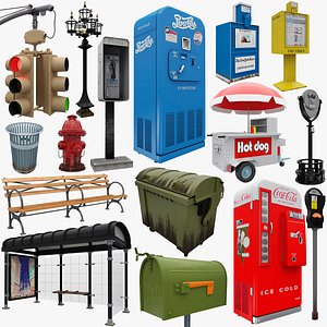 3D Street Elements Collection 16 in 1