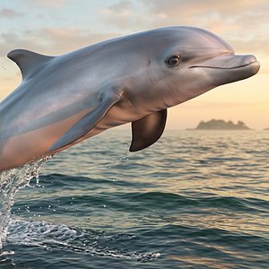 Aquatic Dolphin Jumping Animated Rigged For Blender