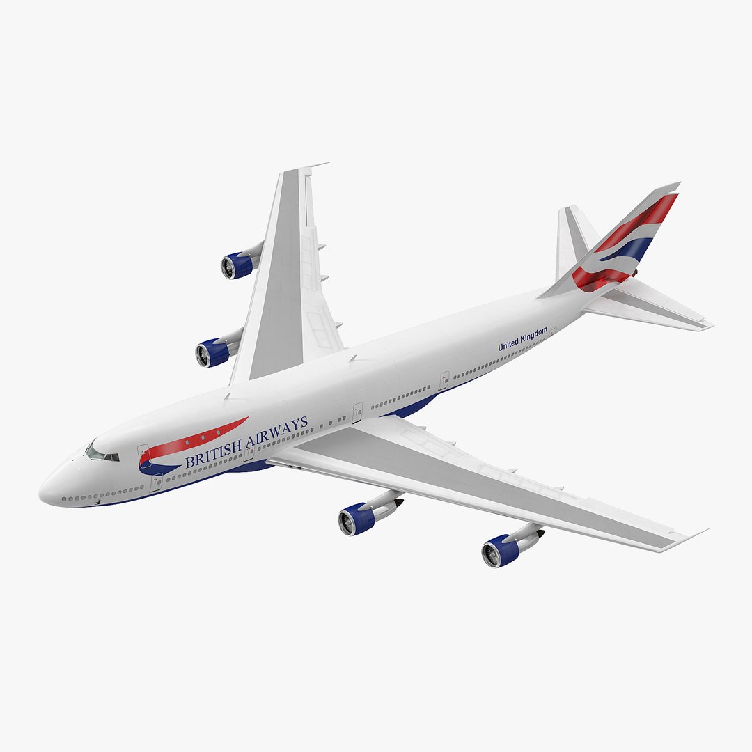 Boeing 747-100B British Airways Rigged 3D Model 3D model preview