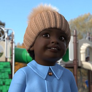 Black Toddler Girl Everyday Autumn Style Standing Fur model