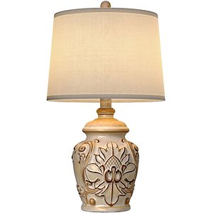 3D model Rustic Country Nightstand Desk Rural Lamp Carved Wooden Base 3D model