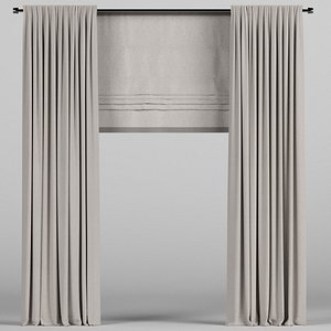 3D curtain roman brown model