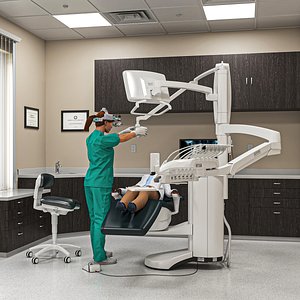 3D model Dental Office with Doctor and Patient Fur