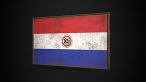 Old Picture Frame With Paraguay Flag - Game Ready PBR Low-poly 3D Model