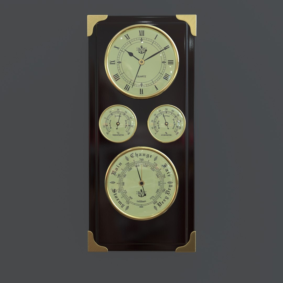 3D Barometer Clock Station Model - TurboSquid 1338564