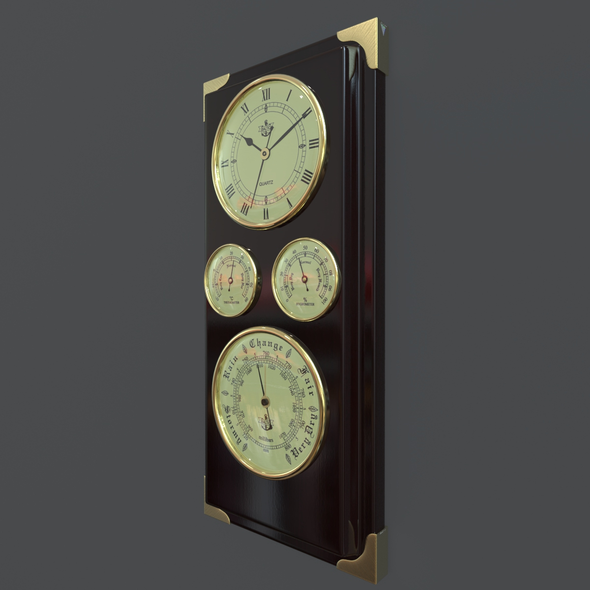 3D barometer clock station model - TurboSquid 1338564