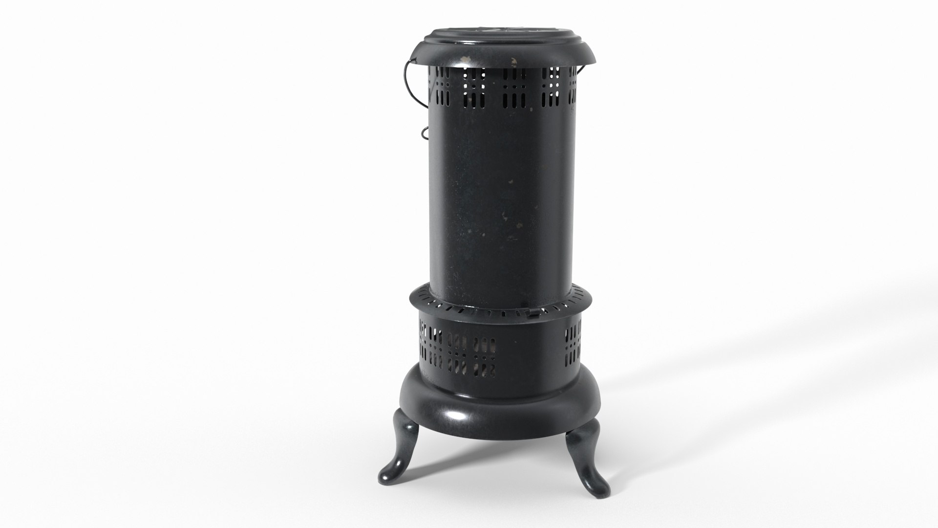 Vintage Kerosene Heater Black 3D model preview