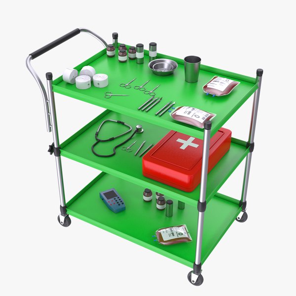 3D Medical Trolley - Green