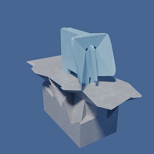 Sad geometric elephant on a rock 3D