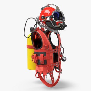 Industrial Dive Vest with Air Tank and Mask 3D model