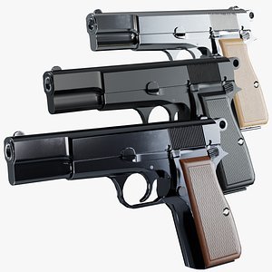 3D Hi-Power Pistol Rigged model