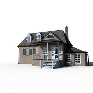 realistic colonial house 3D model