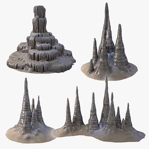Realistic Cave Stalagmites Bundle