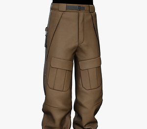 3D Brown Snowboard Pants Style 3