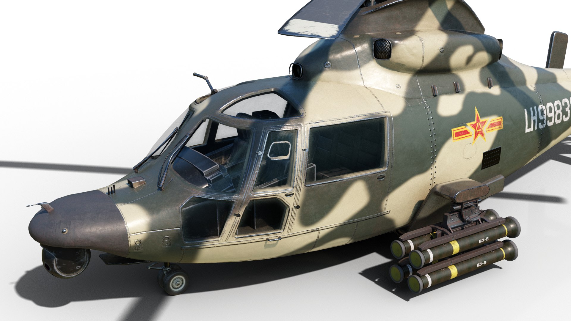 PBR 3 Coatings Chinese Z9 WZ-9 Gunship Z-9 Helicopter 3D - TurboSquid ...