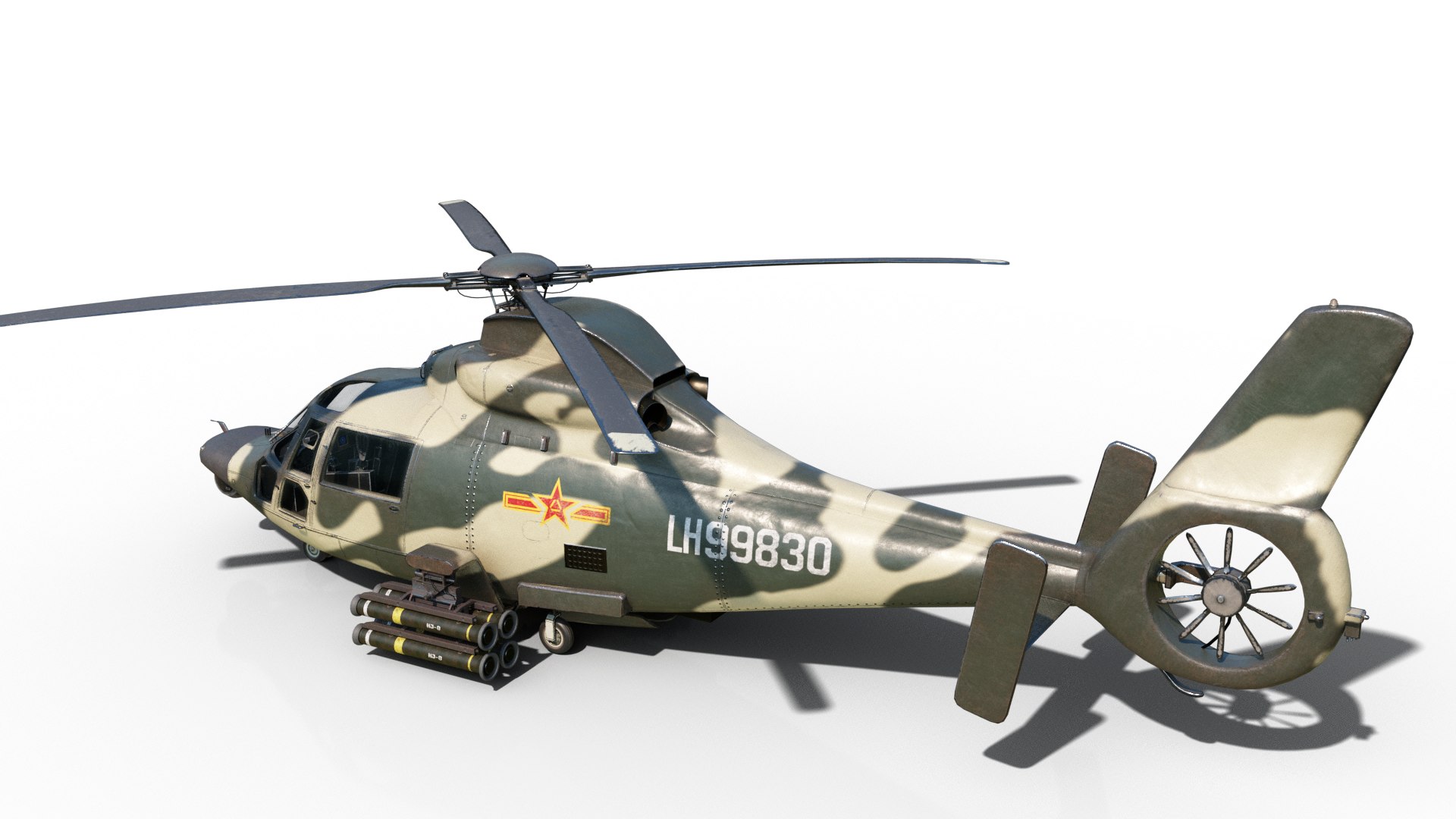 PBR 3 Coatings Chinese Z9 WZ-9 Gunship Z-9 Helicopter 3D - TurboSquid ...