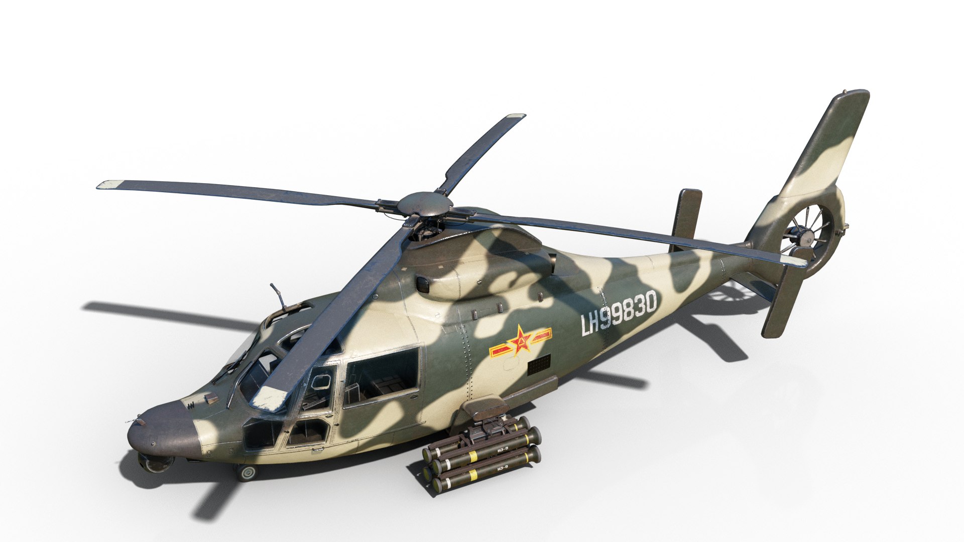 PBR 3 Coatings Chinese Z9 WZ-9 Gunship Z-9 Helicopter 3D - TurboSquid ...