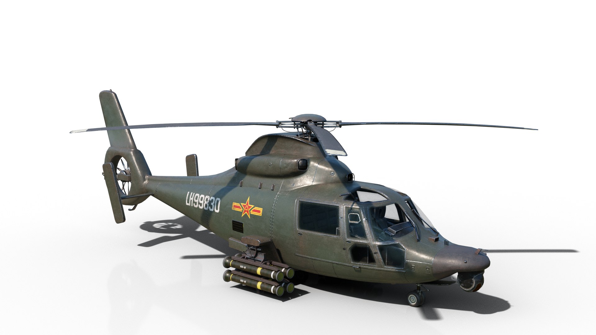 PBR 3 Coatings Chinese Z9 WZ-9 Gunship Z-9 Helicopter 3D - TurboSquid ...