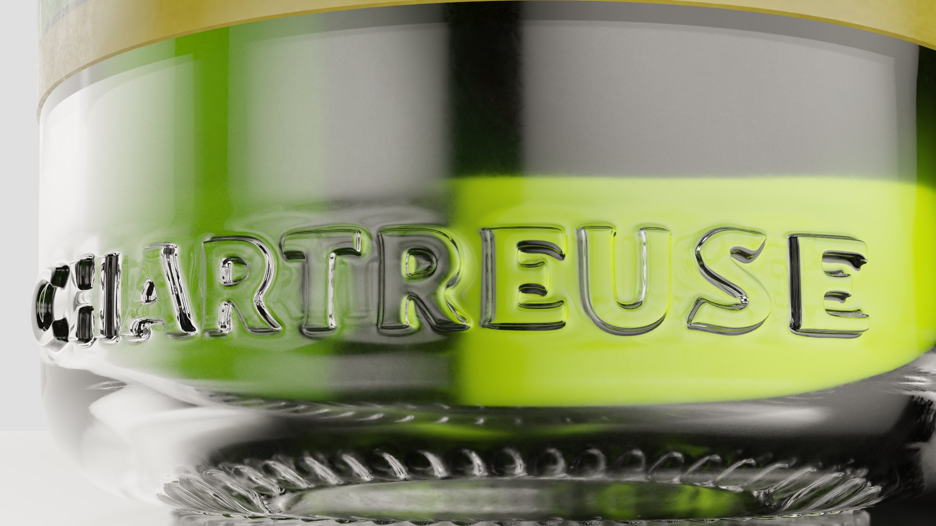 3D Green And Yellow Chartreuse Bottle Model - TurboSquid 2399987