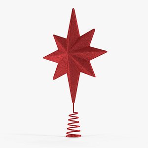 3D holiday red star christmas model