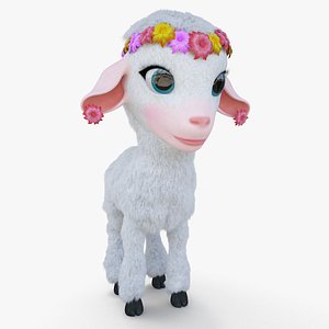3D Cartoon Girl Lamb model