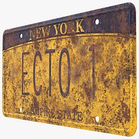 Ghostbusters License Plate Ecto-1 Yellow Old