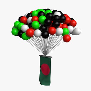 3D Balloon and flag animation model