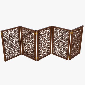 Jaffery Fancy Wooden Partition Panel - High Poly Game-Ready 3D Model PBR LOD