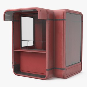 K67 Modular Street Kiosk Red Old 3D model