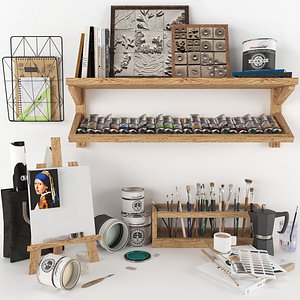 painting set - art workplace 3D model