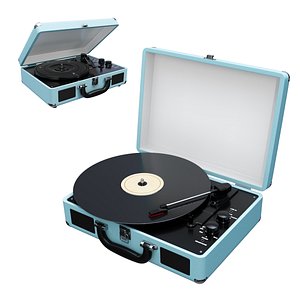 3D victrola vintage suitcase record player