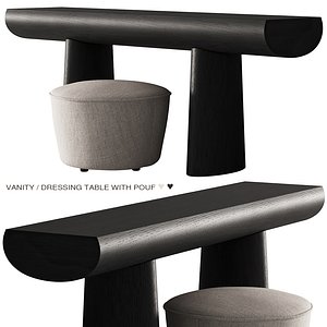 219 vanity dressing table and pouf 01 3D model