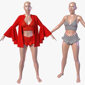 Bra shorts  bathrobe 3D