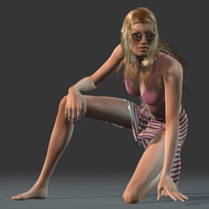 3d helena style beach female human