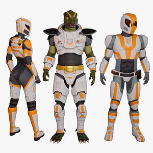 3D model Futuristic team | Sci-Fi character pack