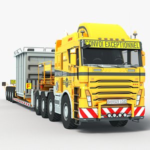 3D Truck Heavy Haulage Lowboy Transformer