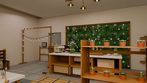 Flower Shop And Florist Interior Low Poly Scene