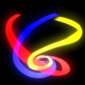 3d spirals trio colored model